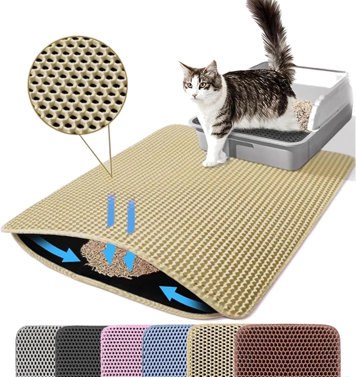 Tapis de Litière pour Chat 🐱  Double Couche Imperméable